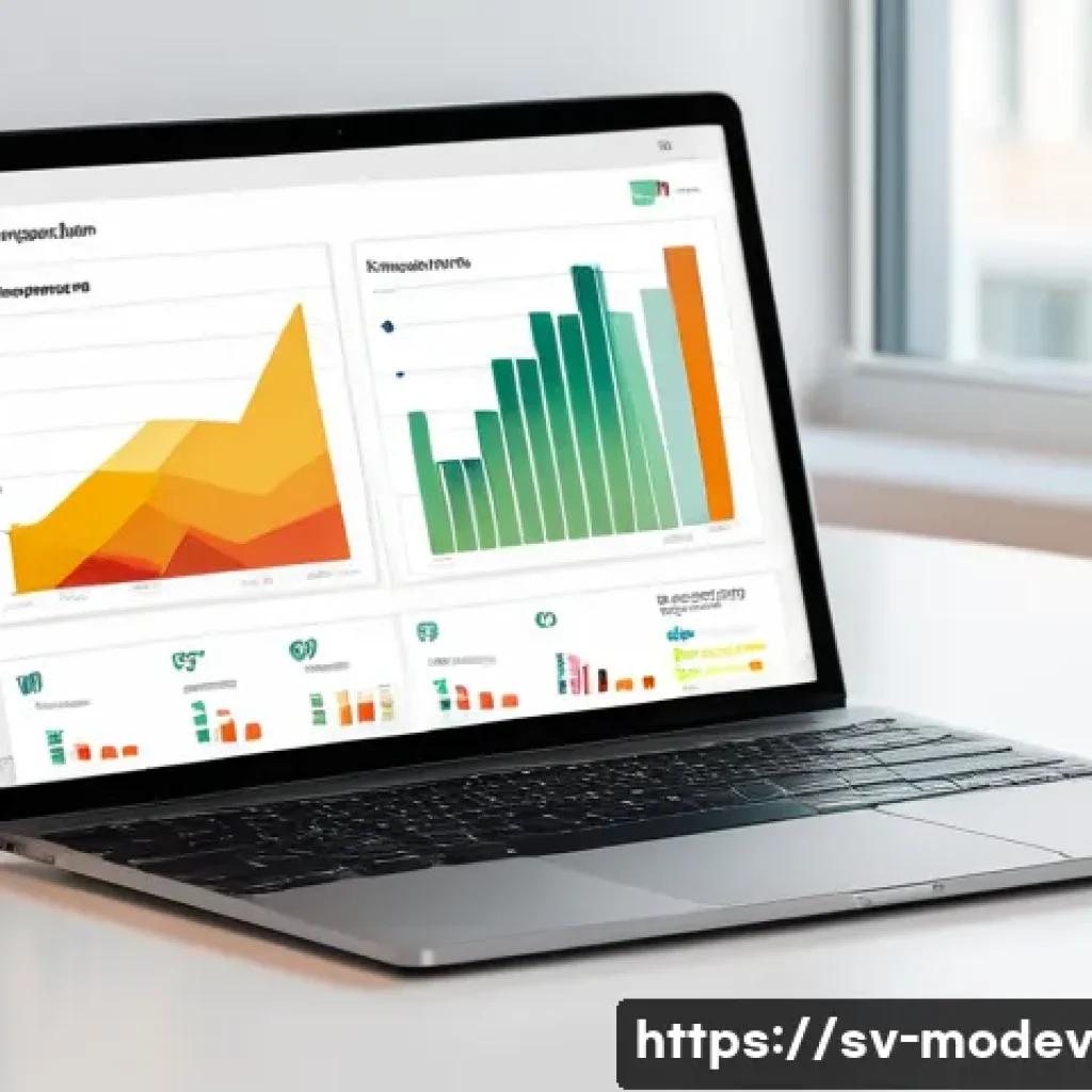 시장 기회 평가 모델을 위한 데이터 시각화 기법 - A modern interactive dashboard interface displayed on a sleek computer screen, showing multiple data...