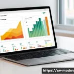 시장 기회 평가 모델을 위한 데이터 시각화 기법 - A modern interactive dashboard interface displayed on a sleek computer screen, showing multiple data...