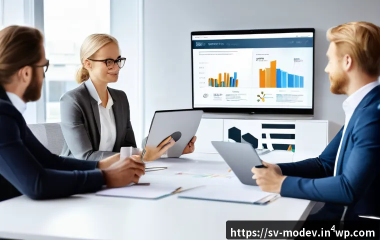 신시장 진입을 위한 시장 기회 평가 - A detailed business meeting scene in a modern Scandinavian office, featuring diverse professionals i...