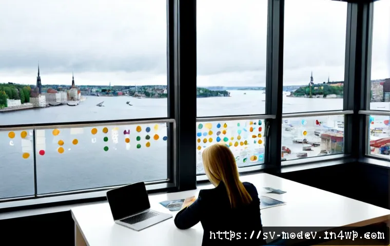 Home 17 시장 기회 평가 모델의 외부 요인 분석 - Photorealistic Scandinavian business analyst in a bright Stockholm-style office, examining a clean t...